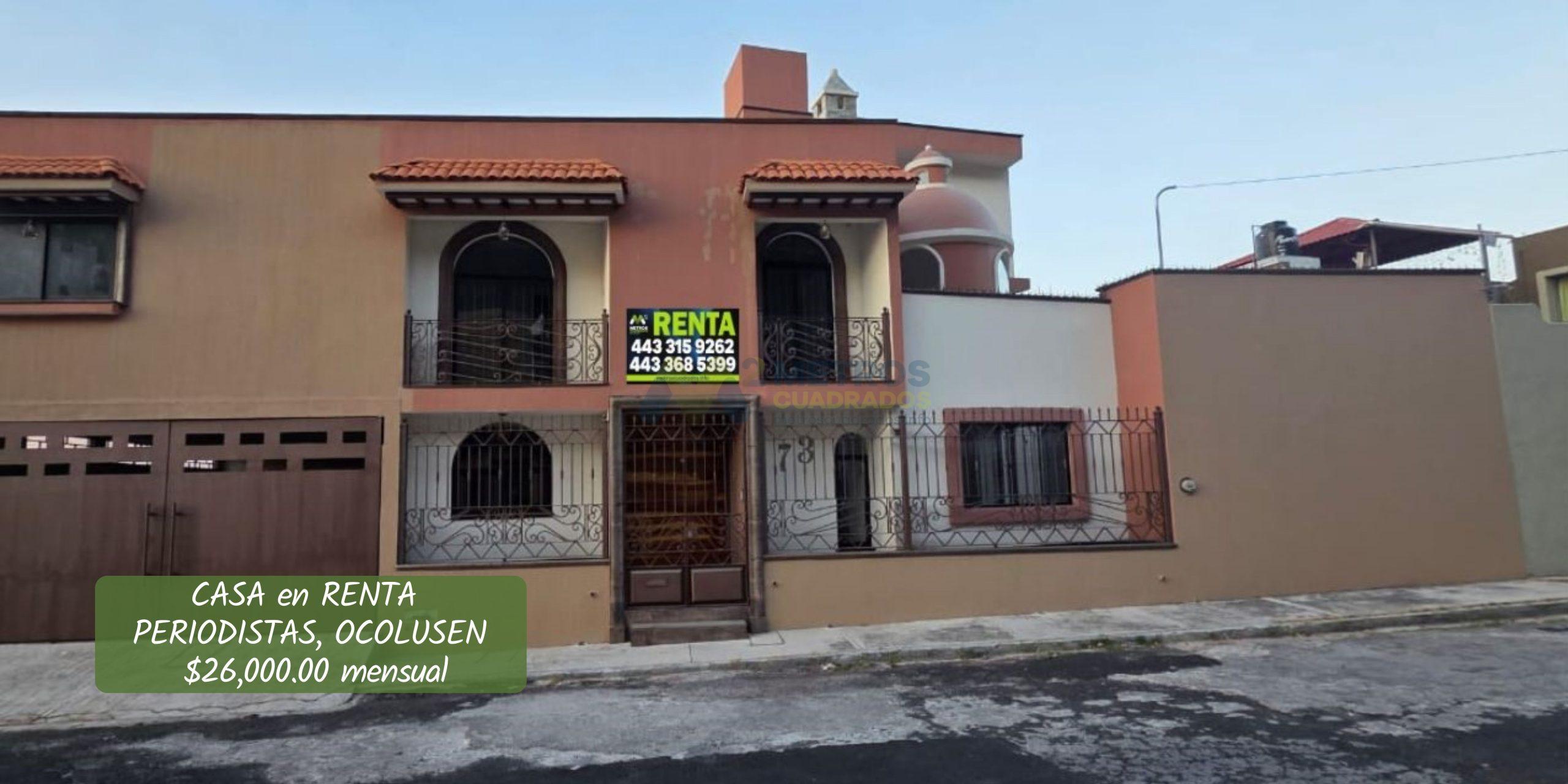 CASA en RENTA en PERIODISTAS, OCOLUSEN