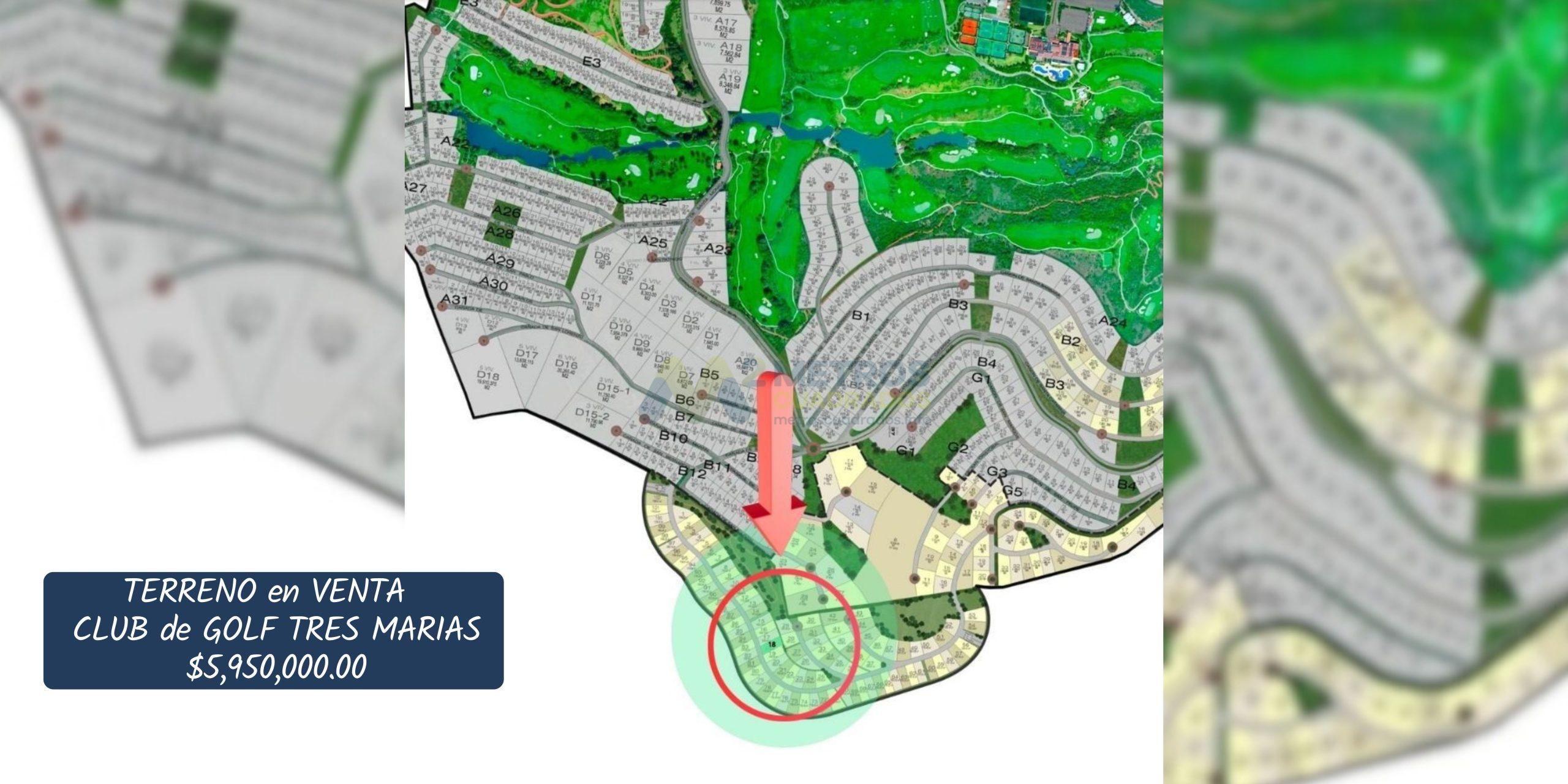 TERRENO en VENTA en CLUB de GOLF TRES MARIAS